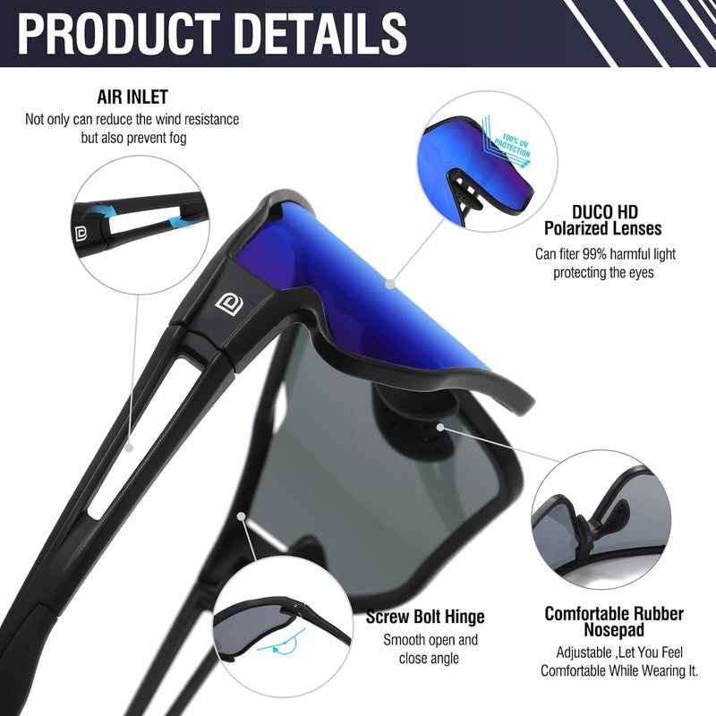 Duco Sports Polarized Sunglasses for Men Women Running Sunglasses Fishing Cycling Baseball Glasses UV400 Protection DC0023 - Image 3